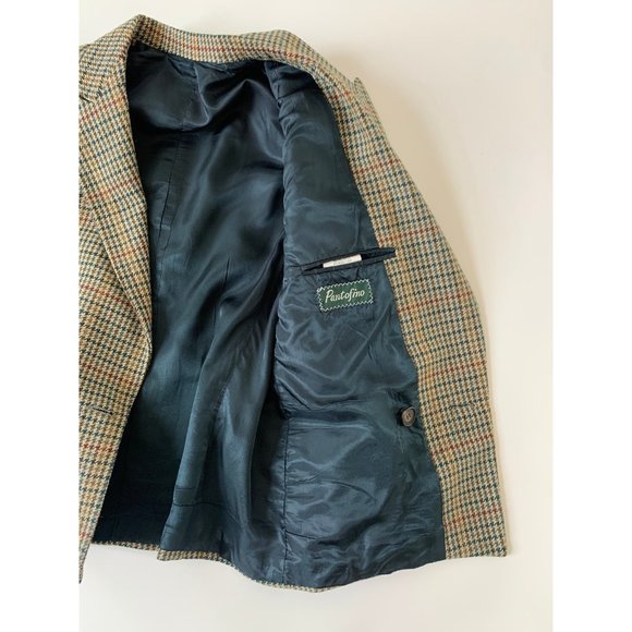 Vintage Wool Blend Plaid Houndstooth Academia Cropped Blazer size XS to Small - Picture 5 of 9